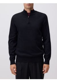 Reserved - Sweter z zapinanym golfem - czarny. Typ kołnierza: golf. Kolor: czarny. Materiał: bawełna, dzianina
