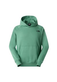 Bluza męska The North Face Raglan Box NSE 0A89F9G571 - zielona. Okazja: na co dzień. Typ kołnierza: kaptur. Kolor: zielony. Materiał: poliester, bawełna. Długość rękawa: raglanowy rękaw. Styl: casual, klasyczny, sportowy #1