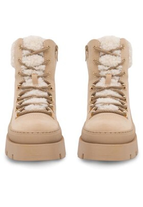 DeeZee Trzewiki Queenie WS6151-03 Beżowy. Kolor: beżowy. Materiał: skóra