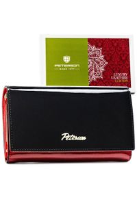 Portfel damski Peterson PTN 1N-466 czarny. Kolor: czarny. Materiał: lakier, skóra