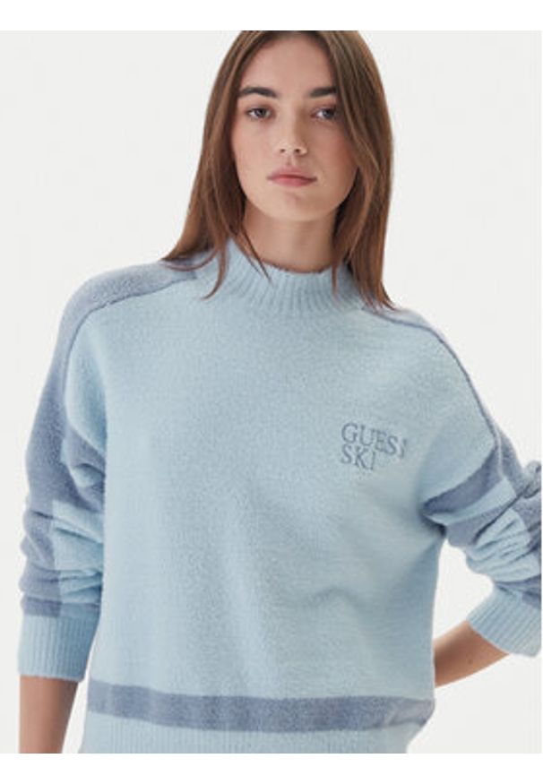 Guess Golf W5BR78 Z4242 Niebieski Relaxed Fit. Typ kołnierza: golf. Kolor: niebieski. Materiał: syntetyk