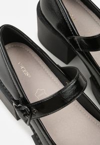 Born2be - Czarne Półbuty w Stylu Retro na Słupku i Niskiej Platformie ze Skórzaną Wkładką Xaliope. Okazja: na co dzień. Zapięcie: pasek. Kolor: czarny. Materiał: skóra. Obcas: na platformie. Styl: retro. Wysokość obcasa: średni #4