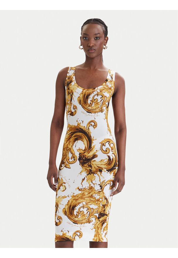 Versace Jeans Couture Sukienka codzienna 80HAO946 JS533 Biały Slim Fit. Okazja: na co dzień. Kolor: biały. Materiał: wiskoza. Typ sukienki: proste. Styl: casual