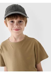 4f - 4F T-shirt gładki dziewczęcy - beżowy 140 (9-10 lat). Okazja: na co dzień. Kolor: beżowy. Materiał: dzianina, bawełna, jersey. Długość rękawa: krótki rękaw. Długość: krótkie. Wzór: gładki. Sezon: lato. Styl: casual, klasyczny, sportowy
