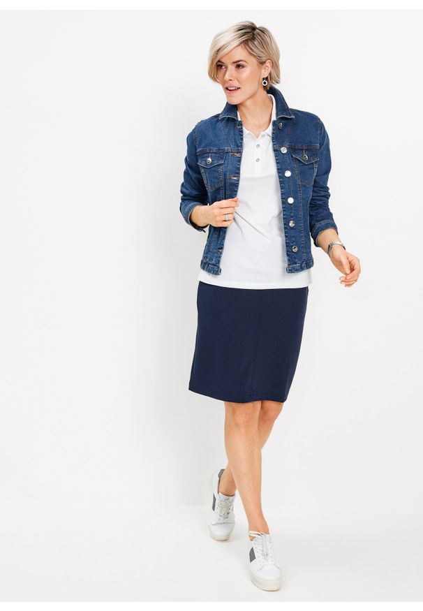 bonprix - Shirt polo. Typ kołnierza: polo. Kolor: biały. Wzór: aplikacja. Styl: klasyczny