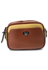 Brązowa Stylowa Torebka Damska Na Ramię Hispanitas. Kolor: brązowy. Wzór: kolorowy. Materiał: skórzane. Styl: elegancki. Rodzaj torebki: na ramię #5