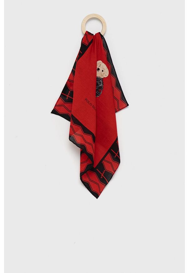 Polo Ralph Lauren Apaszka z domieszką jedwabiu kolor czerwony z nadrukiem. Kolor: czerwony. Materiał: jedwab. Wzór: nadruk