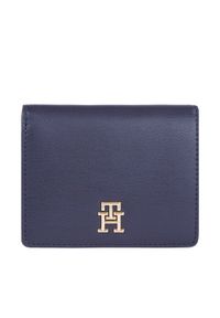 TOMMY HILFIGER - Tommy Hilfiger Mały Portfel Damski Th Spring Chic Med Bifold Wallet AW0AW16011 Granatowy. Kolor: niebieski. Materiał: skóra #1