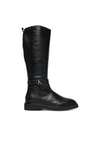 Calvin Klein Kozaki Knee Boot W/ Metal Logo HW0HW02665 Czarny. Kolor: czarny. Materiał: skóra