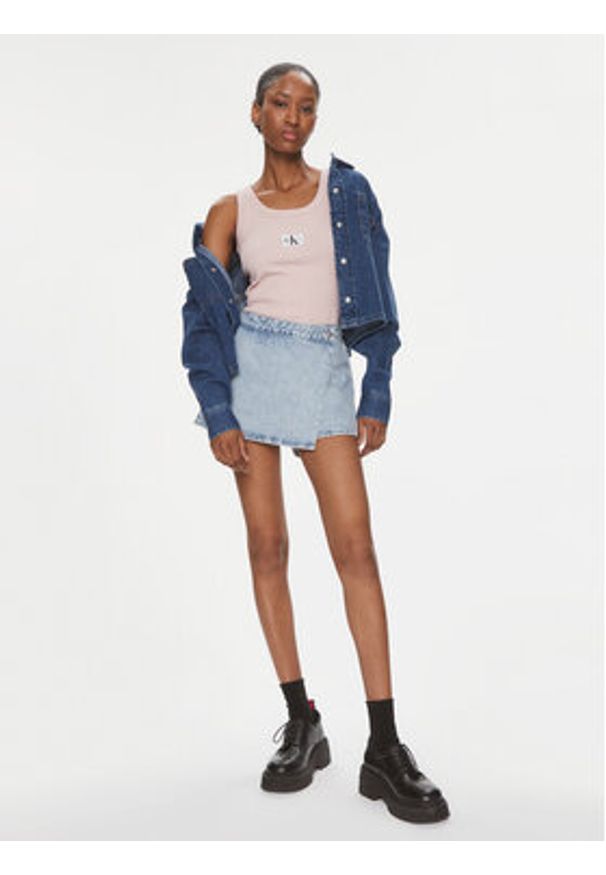 Calvin Klein Jeans Spódnica jeansowa J20J222802 Niebieski Regular Fit. Kolor: niebieski. Materiał: bawełna