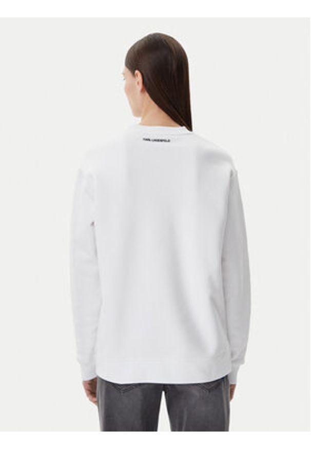 Karl Lagerfeld - KARL LAGERFELD Bluza A1W20076 Biały Relaxed Fit. Typ kołnierza: dekolt w karo. Kolor: biały. Materiał: bawełna