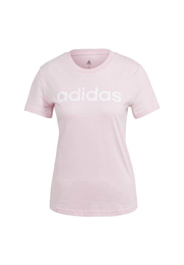 Adidas - T-shirt damski z logo adidas Essentials. Kolor: różowy, biały, wielokolorowy. Sport: taniec, joga i pilates