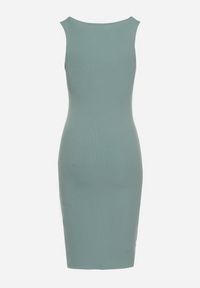 Born2be - Miętowa Dopasowana Sukienka Bez Rękawów z Elastycznej Bawełny z Ozdobnymi Nitami Zimelia. Kolor: miętowy. Materiał: bawełna. Długość rękawa: bez rękawów. Typ sukienki: dopasowane #2