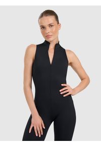 4f - 4F Kombinezon do jogi i pilatesu szybkoschnący damski - czarny M. Kolor: czarny. Materiał: tkanina, skóra, elastan, dzianina, materiał, syntetyk. Wzór: ze splotem, gładki. Sport: joga i pilates #2