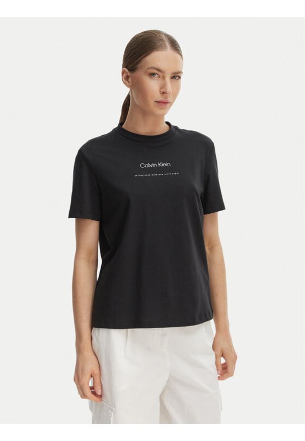 Calvin Klein Jeans T-Shirt Classic LV047C811G Czarny Regular Fit. Kolor: czarny. Materiał: bawełna