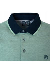 Bawełniana, Męska Koszulka Polo - Pako Jeans - Bladozielony Melanż. Okazja: na co dzień. Typ kołnierza: polo. Kolor: zielony. Materiał: bawełna. Wzór: melanż. Styl: casual #5