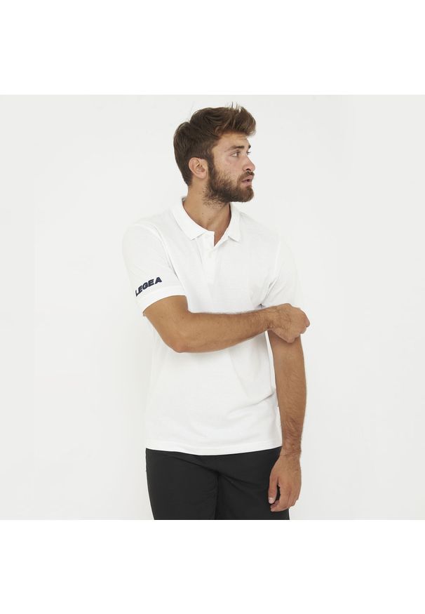 LEGEA - Legea Baran Polo Dorosłych. Typ kołnierza: polo. Kolor: biały. Styl: sportowy