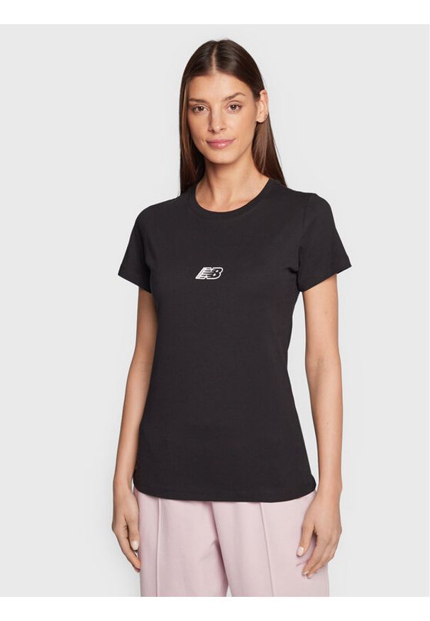 New Balance T-Shirt Essentials WT23515 Czarny Athletic Fit. Kolor: czarny. Materiał: bawełna
