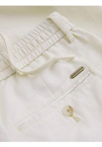 Ombre Clothing - Podwijane męskie spodnie chino z dodatkiem lnu – kremowe V2 OM-PACP-0198 - XL. Okazja: na co dzień. Kolor: kremowy. Materiał: len. Sezon: lato. Styl: casual #3