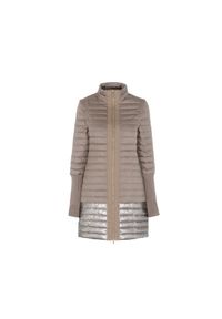 Ochnik - Kurtka puchowa damska z rękawem 3/4 i dzianinowymi mankietami. Kolor: brązowy. Materiał: poliester. Długość: długie. Wzór: aplikacja. Sezon: wiosna, zima. Styl: klasyczny #3