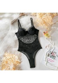 Intica - Body z koronką na specjalne okazje Orminda. Kolor: czarny. Materiał: koronka. Wzór: koronka #1