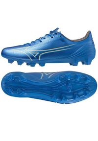 Buty piłkarskie męskie Mizuno Alfa Select Fg. Zapięcie: sznurówki. Kolor: biały, niebieski, wielokolorowy. Materiał: materiał. Szerokość cholewki: normalna. Sport: piłka nożna