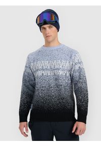 4f - 4F Sweter męski - granatowy S. Okazja: na co dzień. Kolor: niebieski. Materiał: wełna. Długość rękawa: raglanowy rękaw. Wzór: aplikacja, gradientowy. Styl: casual, sportowy #1