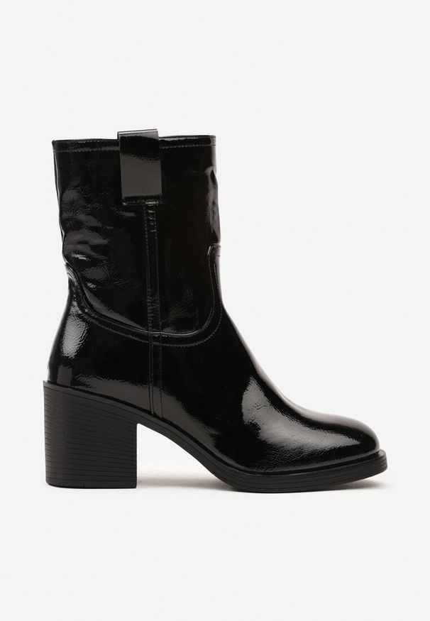 Born2be - Czarne Eleganckie Botki na Słupku Rianesse. Okazja: na spacer. Zapięcie: zamek. Kolor: czarny. Szerokość cholewki: normalna. Wzór: aplikacja. Materiał: jeans. Obcas: na słupku. Styl: elegancki. Wysokość obcasa: średni