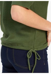 Sweter rozpinany bonprix ciemny khaki. Kolor: zielony. Długość rękawa: krótki rękaw. Długość: krótkie #4