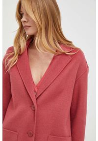 TwinSet - Twinset płaszcz wełniany kolor różowy przejściowy. Kolor: różowy. Materiał: wełna. Styl: klasyczny #4