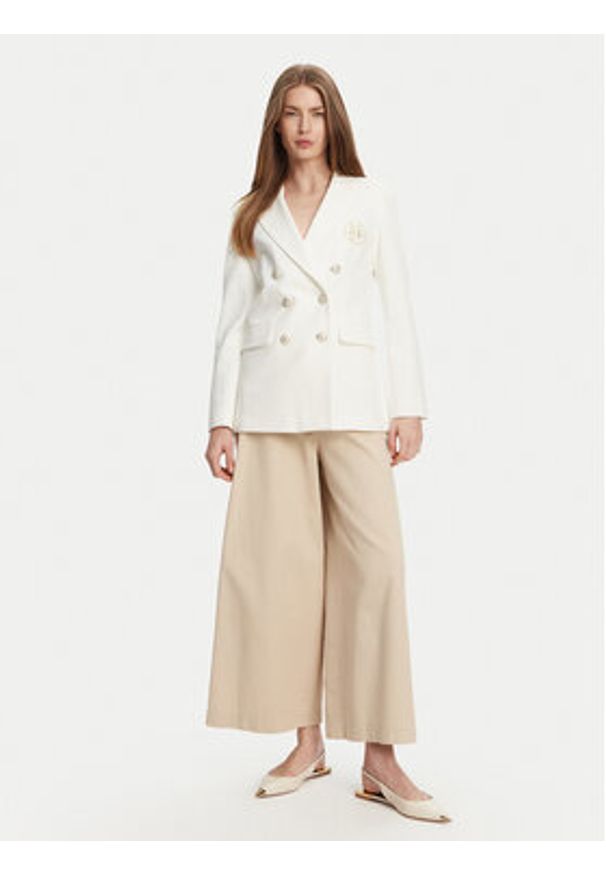 Marella Marynarka Baiocco 2513911024 Biały Slim Fit. Kolor: biały. Materiał: syntetyk, wiskoza