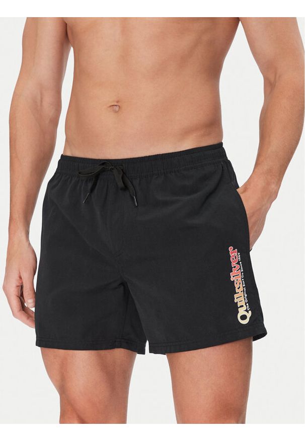 Quiksilver Szorty kąpielowe Spl Fineline Volley 15 EQYJV04141 Czarny Regular Fit. Kolor: czarny. Materiał: syntetyk