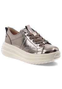 Brązowe Sneakersy Filippo Stylowe Obuwie Damskie. Okazja: na co dzień. Zapięcie: sznurówki. Kolor: brązowy. Materiał: skóra. Szerokość cholewki: normalna. Obcas: na platformie