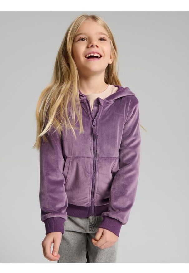 Sinsay - Bluza zip hoodie - fioletowy. Kolor: fioletowy