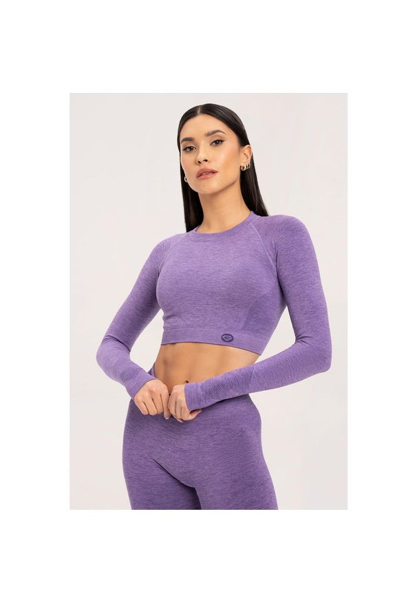 GYM GLAMOUR - Koszulka fitness damska Gym Glamour z długim rękawem seamless. Kolor: fioletowy. Długość rękawa: długi rękaw. Długość: długie. Styl: glamour