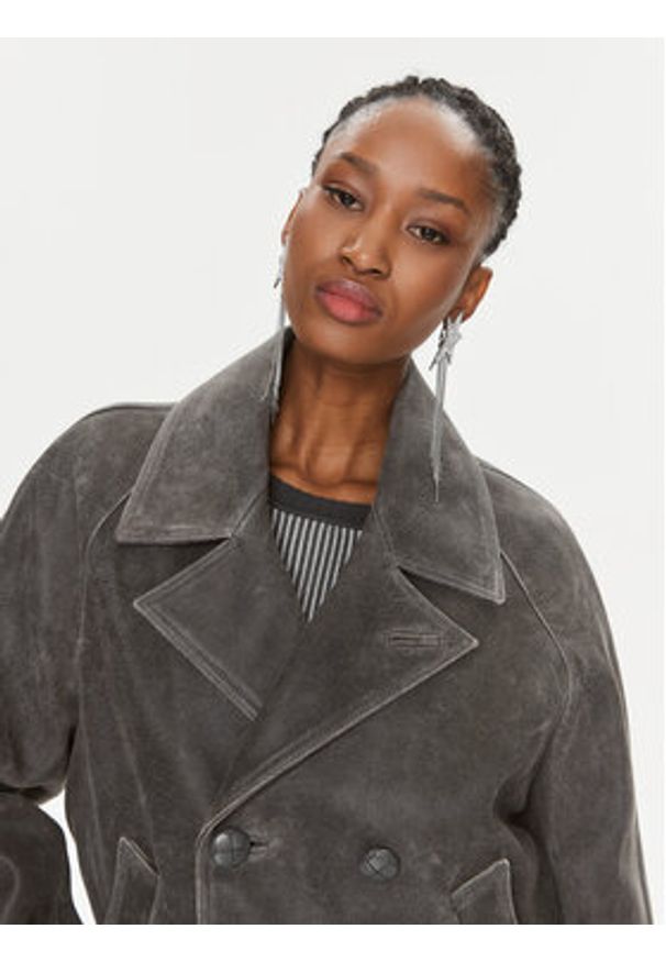 MVP Wardrobe Kurtka z imitacji skóry Solferino MVPI3CP152.0PELLE Szary Wide Fit. Kolor: szary. Materiał: skóra