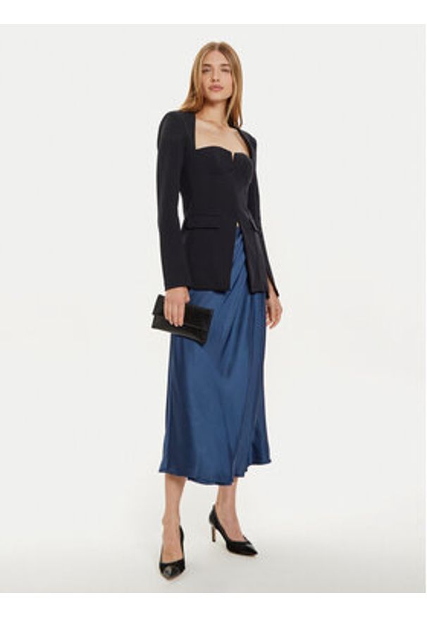 Guess Spódnica midi Anastasia W4BD56 WGIG2 Granatowy Regular Fit. Kolor: niebieski. Materiał: syntetyk
