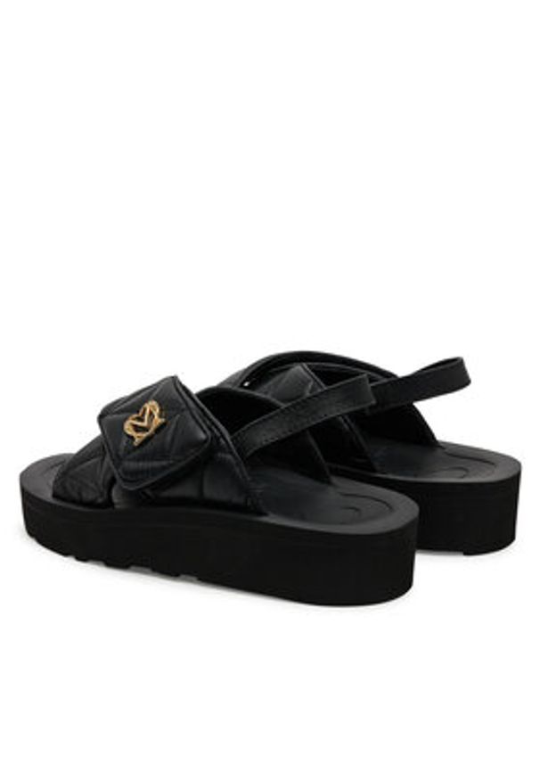 Love Moschino - LOVE MOSCHINO Sandały JA16044I1MIE0000 Czarny. Kolor: czarny. Materiał: skóra