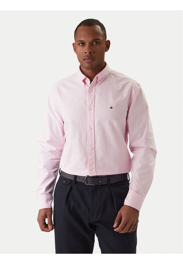 TOMMY HILFIGER - Tommy Hilfiger Koszula Solid Heritage MW0MW35774 Różowy Regular Fit. Kolor: różowy. Materiał: bawełna