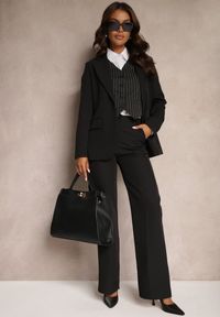 Renee - Czarne Garniturowe Spodnie High Waist z Kieszeniami Blathe. Stan: podwyższony. Kolor: czarny