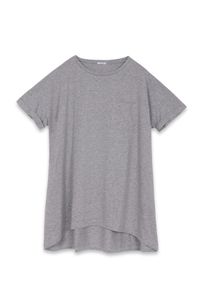 VEVA - Szary T-shirt oversize z kieszonką Soulful. Kolor: szary. Materiał: materiał. Długość rękawa: krótki rękaw. Wzór: aplikacja #3
