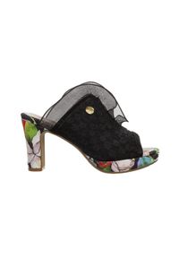 Klapki Laura Vita Hicao 725 Noir 202041, Czarny, Skóra naturalna - 38. Kolor: czarny. Materiał: skóra. Wzór: kolorowy. Obcas: na obcasie. Styl: elegancki. Wysokość obcasa: średni #1