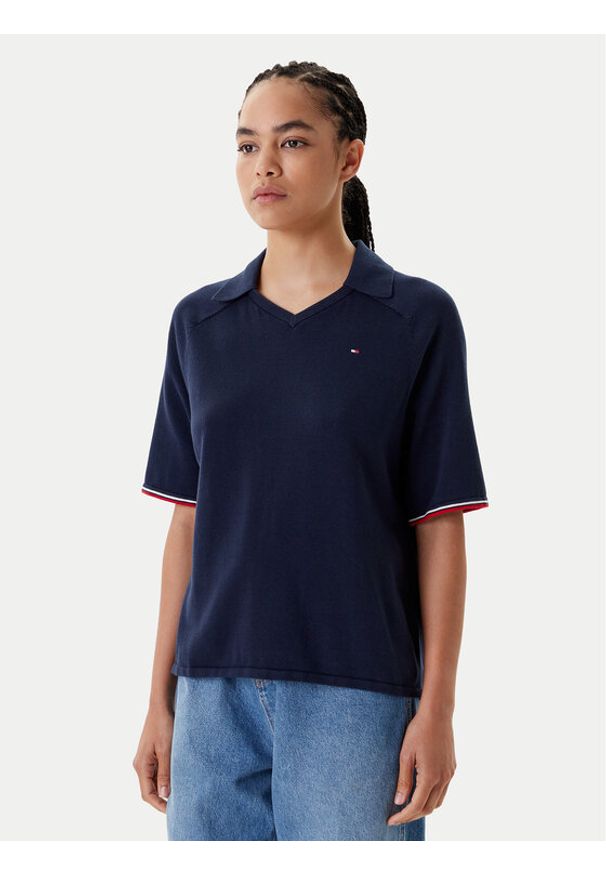 TOMMY HILFIGER - Tommy Hilfiger Polo WW0WW45694 Granatowy Regular Fit. Typ kołnierza: polo. Kolor: niebieski. Materiał: bawełna