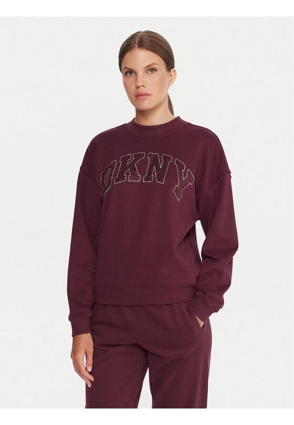 DKNY Sport Bluza DP5T1462 Bordowy Regular Fit. Kolor: czerwony. Materiał: bawełna. Styl: sportowy