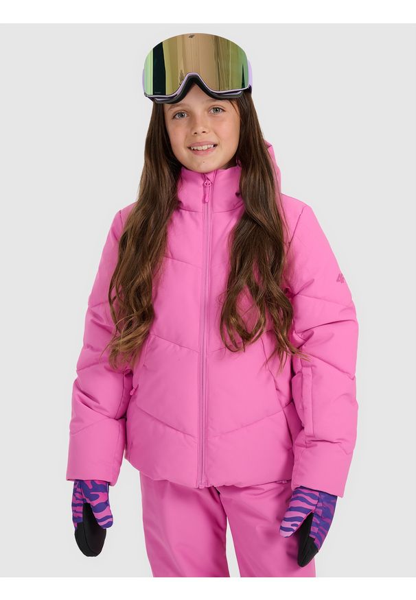 4f - 4F Kurtka narciarska membrana 5000 dziewczęca - różowa 128 (7-8 lat). Kolor: różowy. Materiał: poliester, materiał. Wzór: gładki. Sezon: lato