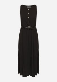 Born2be - Czarna Sukienka Bez Rękawów z Plisami i Paskiem z Klamrą Iffale. Okazja: na spacer, na co dzień. Kolor: czarny. Długość rękawa: bez rękawów. Styl: casual, klasyczny #7