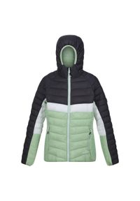 Harrock II Regatta damska turystyczna kurtka zimowa pikowana. Kolor: zielony. Sezon: zima. Sport: turystyka piesza