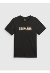 4f - 4F T-shirt regular z nadrukiem męski - czarny S. Okazja: na co dzień. Kolor: czarny. Materiał: materiał. Wzór: nadruk. Styl: casual, sportowy #1