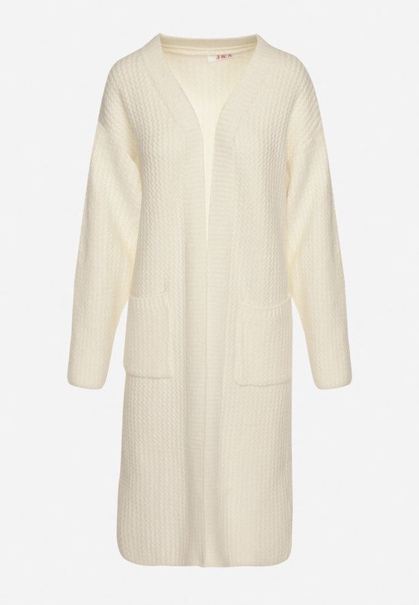 Born2be - Jasnobeżowy Niezapinany Kardigan z Bawełną o Długim Kroju Asorisse. Okazja: na co dzień. Kolor: beżowy. Materiał: bawełna. Długość: długie. Styl: casual, elegancki