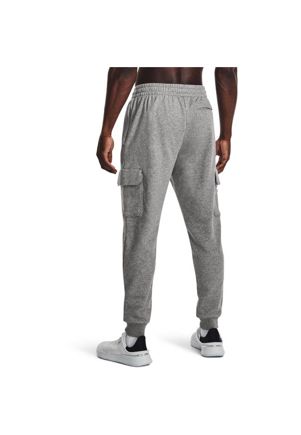 Spodnie Under Armour Rival Fleece Cargo, Mężczyźni. Kolor: szary. Materiał: bawełna, materiał